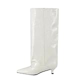 LINMUYOUJIA extra wide calf boots Lower heel burgundy...