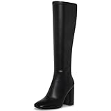 SOVANYOU Black Knee High Boots Leather Tall Black Boots...