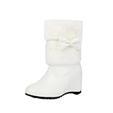White Ladies Sloping Heel Short Boots for Women Winter...