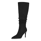 Soireelady Womens Black Knee High Dress Boots Slouchy...
