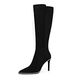 Mettesally Black Wide Calf Boots for Women Knee High...