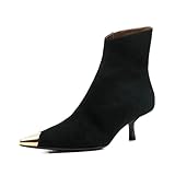 Wansseny Women Metal Pointed Cap Toe Side Zipper Ankle...
