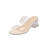 Ctreela Women's Clear Strap Mule Sandals Chunky Heels...