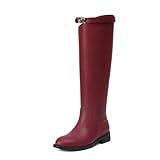 iiimmu Knee High Boots for Women Silver Buckle Riding...