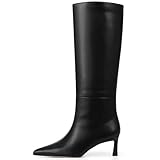 Attiposh Women's Knee-High Boots Black Boots Wide Calf...