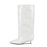 LINMUYOUJIA extra wide calf boots Lower heel red boots...