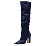 XYD Women Classy Pull On Knee High Boot Closed Pointed...