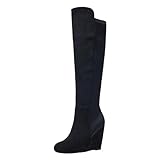 Women Wedge High Heel Knee High Boots Platform Round...