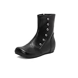 Womens Vintage Ankle Boots Round Toe Rivets Studded...