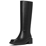 AMINUGAL Black Boots for Women Knee High Wide Calf...