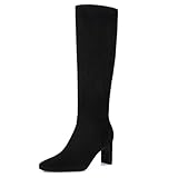 Athlefit Tall Black Boots for Women Knee High Square...