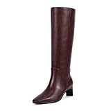 wetkiss Womens Knee High Boots Square toe Kitten Heel...