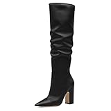 XYD Women Classy Pull On Knee High Boot Closed Pointed...
