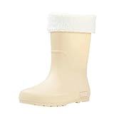 Beige Ladies Fall Winter Rain Boots with Removable...