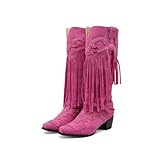 Kekonaca Women's Fringe Cowgirl Western Boots Tassel...