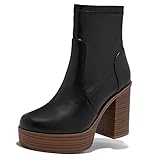 YDN Women Platform Round Toe Ankle Boots Stacked Block...