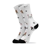 Dogs White Print Crew Socks for Women Men Warm Boot...