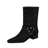 LZNBHH Women's Suede Block Heel Pointed Toe Harness...