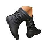 DFGTJURT Slouchy Leather Ankle Boots for Women Flat...