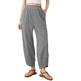 Womens Capri Yoga Pants Elastic Waist Wide Leg...