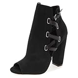 Zszszsu Women's Open Peep Toe Ankle Boots with Chunky...