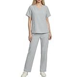 Scrubs for Women Set Short Sleeve V-Neck Top & Bootcut...