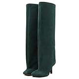 VOZTOLLS Knee High Boots Suede Square Toe Tall Boots...