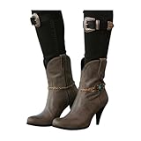 Women Antique Gold Tone Boot Bracelets, Turquoise...