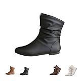 Women's Slouchy Leather Ankle Boots Comfortable Round...