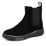 HSGKSINEG Women's Suede Round Toe Ankle Boots Elastic...