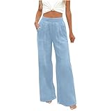 Mzkdieey Women's Wide Leg Faux Jeans High Waisted Loose...
