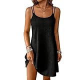 Women's Eyelet Embroidery Mini Dress Casual Scoop Neck...