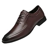Men’s Leather Oxford Shoes Lace-Up Pointed Toe with...