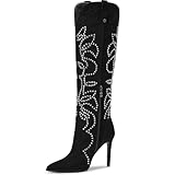 WINDBXYB Women's Cowboy Boots Wide Calf Stiletto Knee...