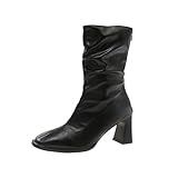 Black Ladies 2026 Fashionable Winter Pleated Boots...
