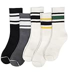 iCamter 5 Pairs Striped Crew Socks for Women Novelty...