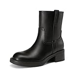 Athlefit Black Ankle Boots for Women Chunky Block Low...