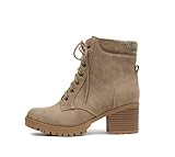 Soda Single Lug Sole Chunky Heel Combat Ankle Boot Lace...
