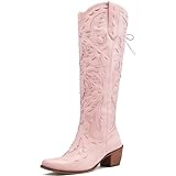 Meefit Lace Up Cowboy Boots for Women Knee High Cowgirl...