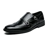 LRMYMHY Men's Double Monk Strap Wing Tip Perforated...