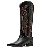 IDDIFADAI Cowboy Boots for Women Embroidered Knee High...