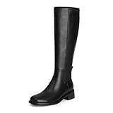 QIY Black Knee High Boots for Women Riding Boots Chunky...