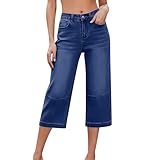 Mzkdieey Capris Jeans for Women Trendy Straight Wide...