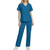 Scrubs for Women Set Short Sleeve V-Neck Top & Bootcut...