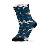Seagulls Blue Print Crew Socks for Women Men Boot...