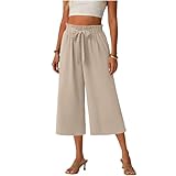 bawilom Wide Leg Capri Pants for Women High Waist...