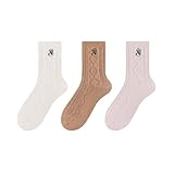 Womens Seamless Crew Socks 3 Pairs Pack Argyle Double...