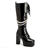 Women's Lace Up Knee High Boots Square Toe Zipper...