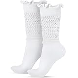 Sintege Ruffle Slouch Socks for Women Knit Knee Boot...