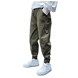 Boy's Cargo Joggers Pants High Elastic Waist Hiking...